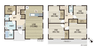 4280万円、4LDK+S(納戸)、土地面積143.79m2、建物面積99.21m2。2階には洋室が４部屋あり、家族それぞれのプライベート空間を確保。暮らしに余裕と快適さをプラスしてくれる間取りです。