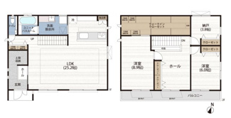 LDK部分に床暖房搭載♪2階は間仕切り壁を付けて間取り変更可能です（有償）