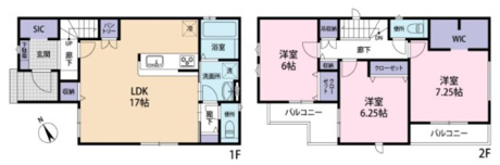 キッチン、洗面所を近くに配置。料理の合間に洗濯ができる最短動線が魅力。さらに便利なパントリーを完備。