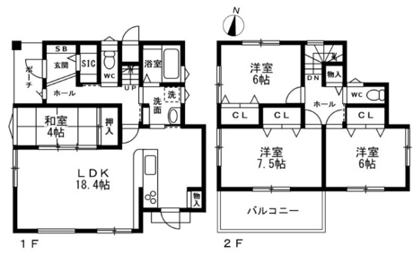 2階には6帖以上のゆとりある洋室が3部屋配置されており、全居室にクローゼットが完備されています。