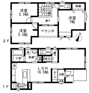 東南向きの主寝室では朝日と共に目が覚める生活が出来そうですね♪リビングとダイニングの空間が分かれているので食事は家族の会話が弾みそうです！