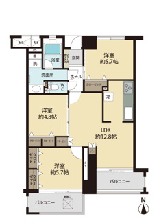 3LDK、価格1990万円、専有面積69.40m2、バルコニー面積11.85m2 