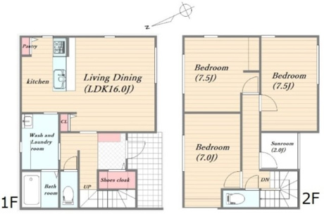 2階の3部屋は、すべて7帖以上の広さを確保。お子様が成長しても、ゆとりを感じられる設計です。