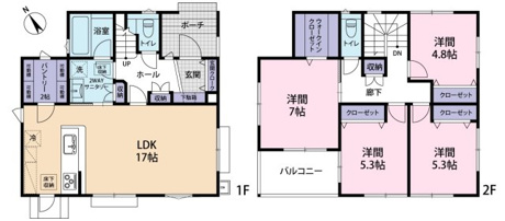 17帖のLDKは家族の憩いの場に。使い勝手の良いカップボードを標準で備え、洗練されたキッチン空間。