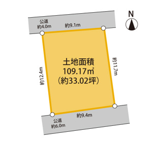 土地価格1750万円、土地面積109.75m2 北南両面接道で日当たり良く、間取りの自由度も広がります♪