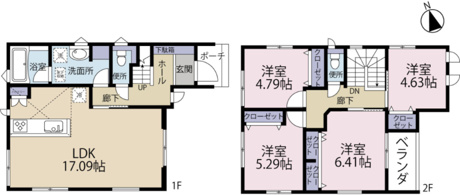 2階には洋室4部屋ご用意。全室にクローゼットが完備されているため、お部屋を広くお使いいただけます。